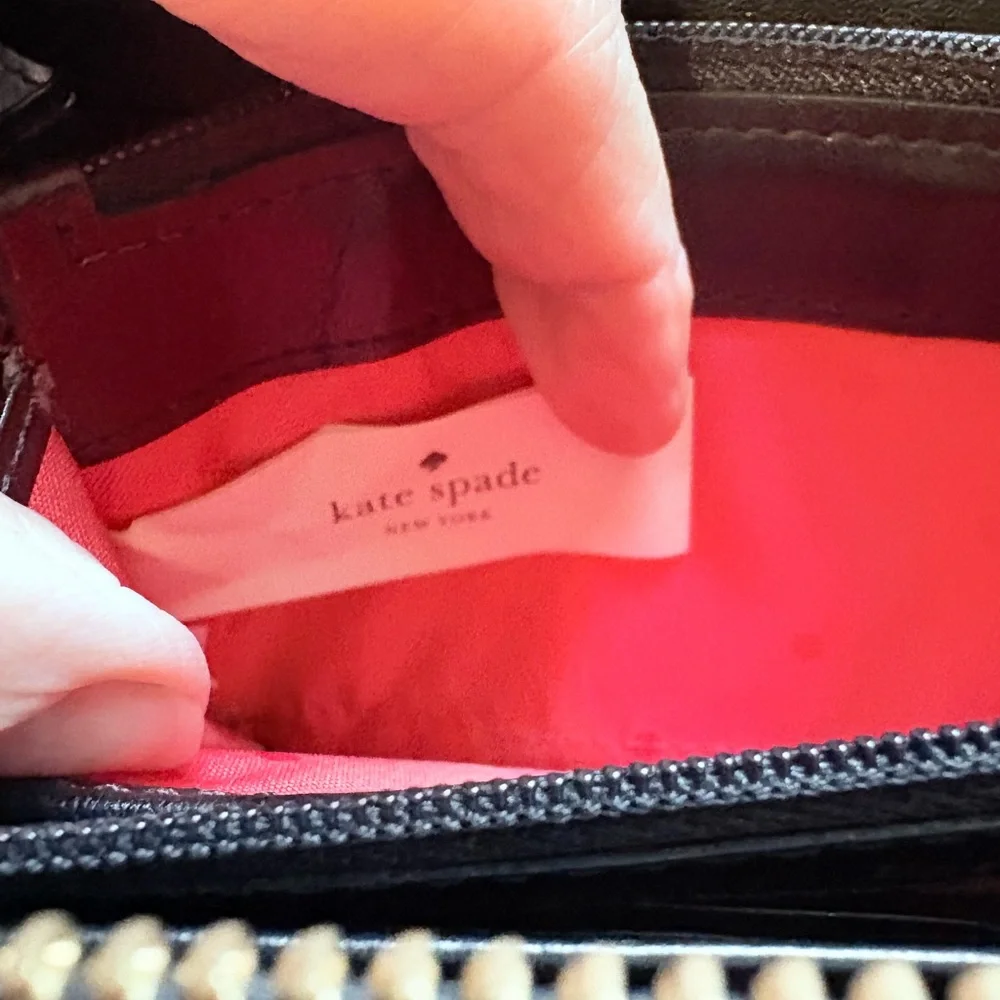 Kate Spade Lacey Belleville Plaid Red‎ Black Plaid Zip Around Wallet Clutch